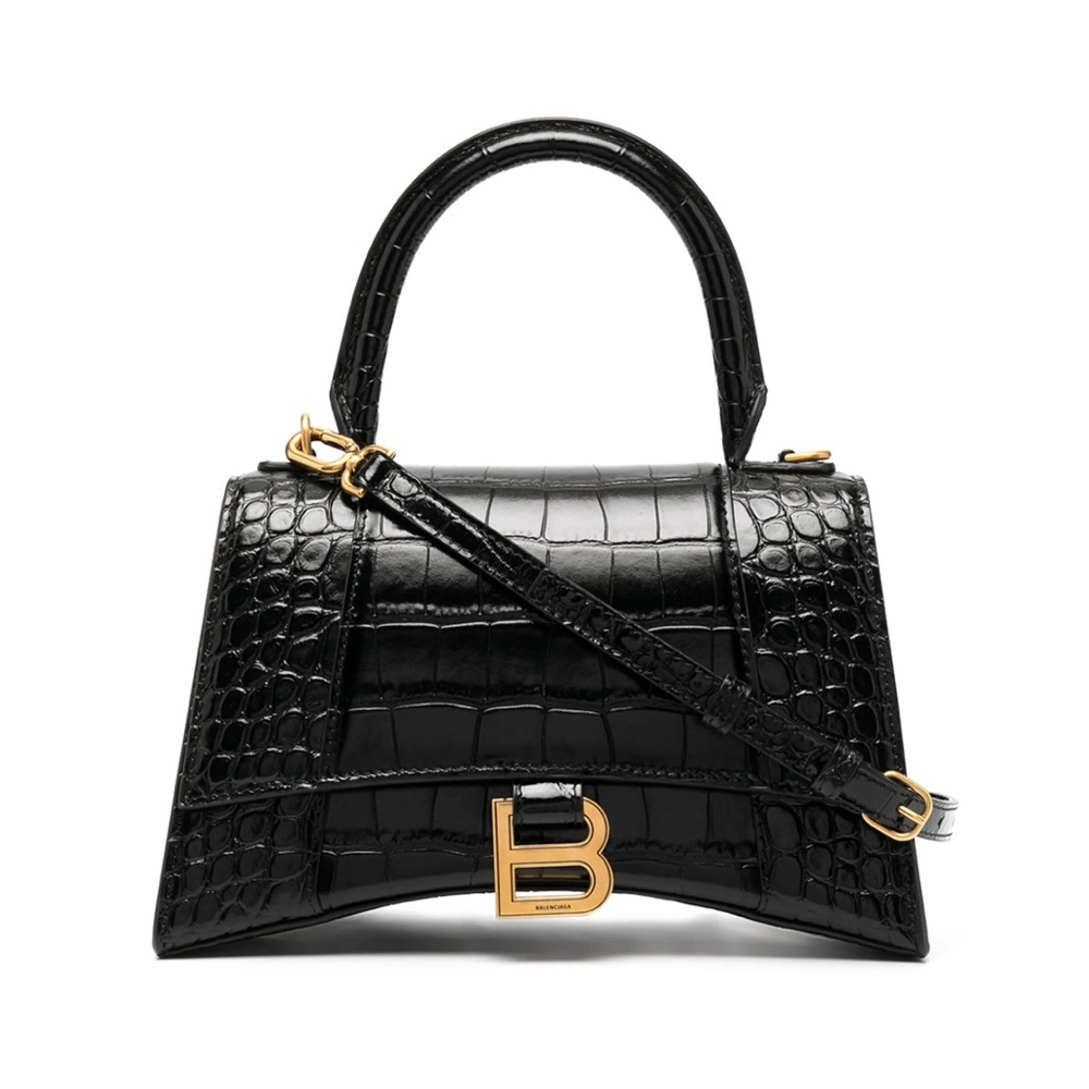 Balenciaga Small Hourglass Bag Crocodile Embossed